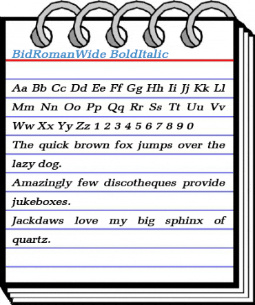 BidRomanWide BoldItalic Font