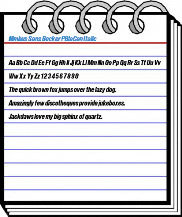 Nimbus Sans Becker PBlaCon Italic Font