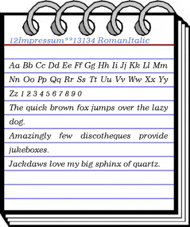 12Impressum**13134 RomanItalic Font