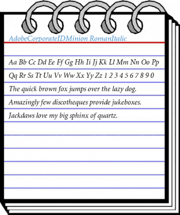 AdobeCorporateIDMinion RomanItalic Font