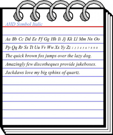 AHD Symbol Italic Font