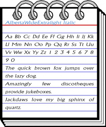 AlbertaWideExtralight Italic Font
