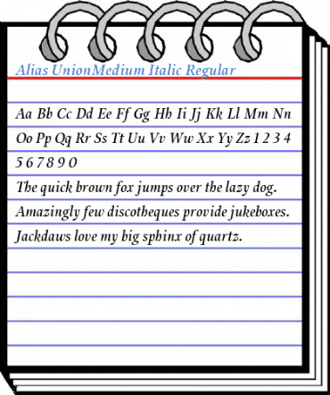 Alias UnionMedium Italic Regular Font