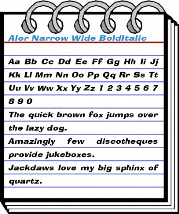 Alor Narrow Wide BoldItalic Font