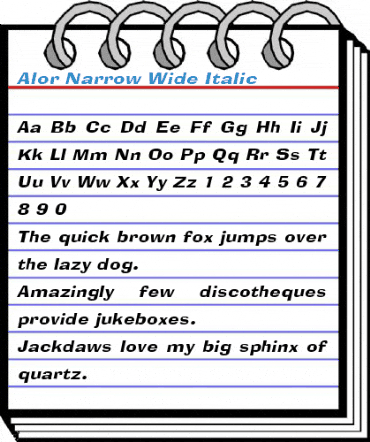 Alor Narrow Wide Italic Font