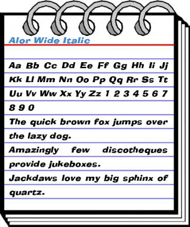 Alor Wide Italic Font