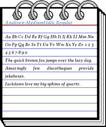 Angkoon-MediumItalic Regular Font