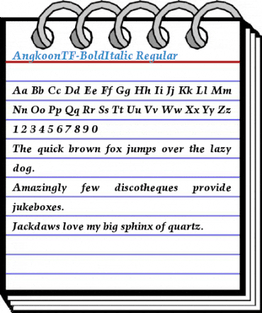 AngkoonTF-BoldItalic Regular Font
