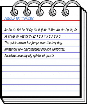 Antiqua 101 Thin Italic Font