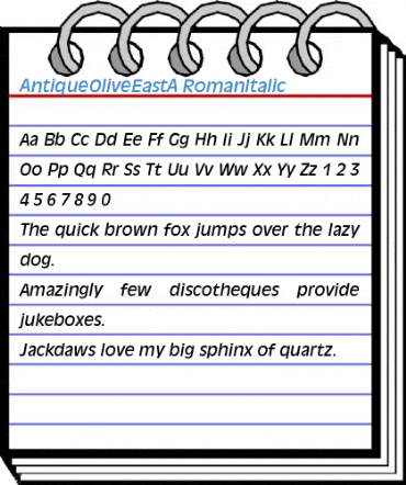 AntiqueOliveEastA RomanItalic Font