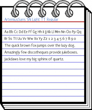 ArtemiusSans SN Light TT Regular Font