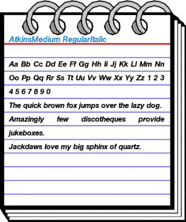 AtkinsMedium RegularItalic Font