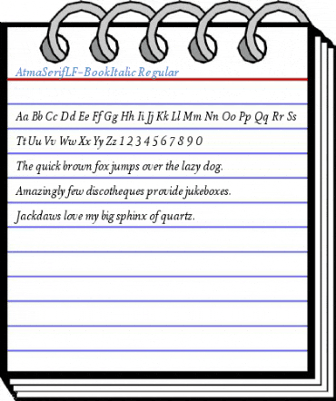 AtmaSerifLF-BookItalic Regular Font