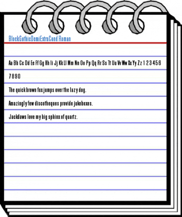 BlockGothicDemiExtraCond Roman Font