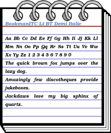 BookmanITC Lt BT Demi Italic Font