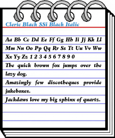 Cleric Black SSi Black Italic Font