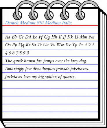 Deutch Medium SSi Medium Italic Font