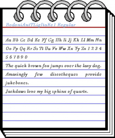 BodoniAntTLigItaRe1 Regular Font