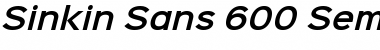 Sinkin Sans 600 SemiBold Italic 600 SemiBold Italic Font
